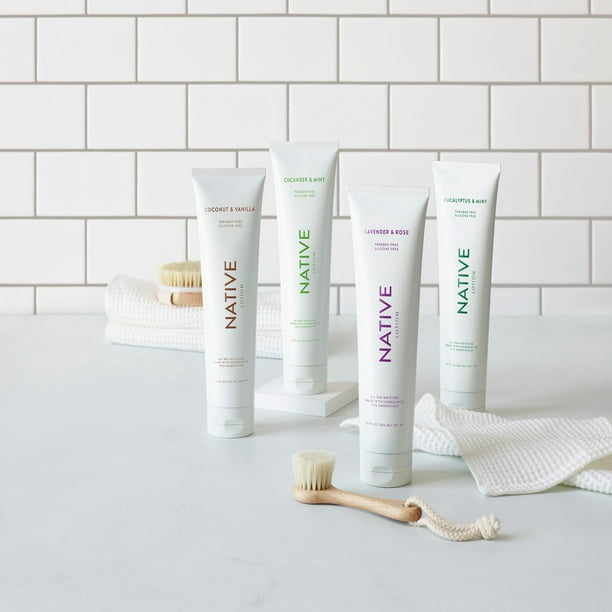 Native Natural Hand and Body Lotion, Coconut & Vanilla, Paraben Free, Silicone Free 12 oz