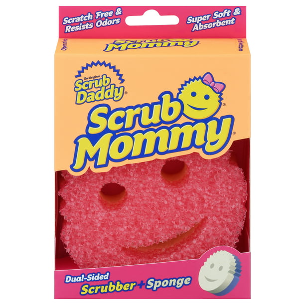 Scrub Daddy Scrub Mommy Sponge, Pink, 1ct Sponge, Soft in Warm Water, Firm in Cold