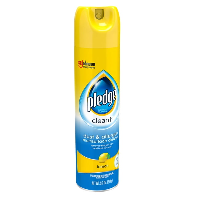 Pledge Clean It Dust & Allergen Multisurface Cleaner Spray, Lemon Scent, 9.7 Ounce