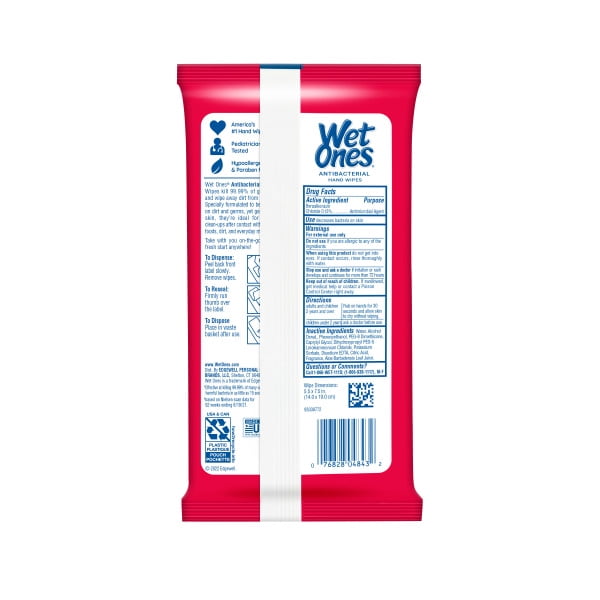 Wet Ones Antibacterial Fresh Scent Hand Wipes 20 Ct Travel Pack, Hypoallergenic, Kills Germs, Leaves Hands Feeling Clean