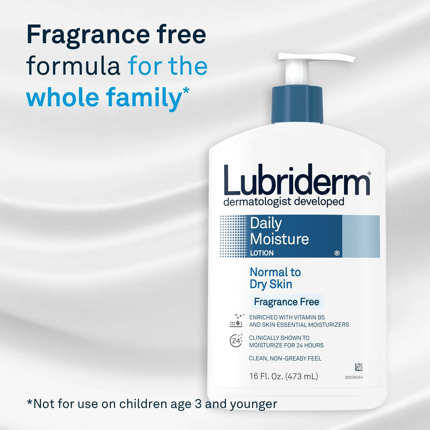 Lubriderm Daily Moisture Full Body Lotion, Fragrance-Free Moisturizer, 16 oz