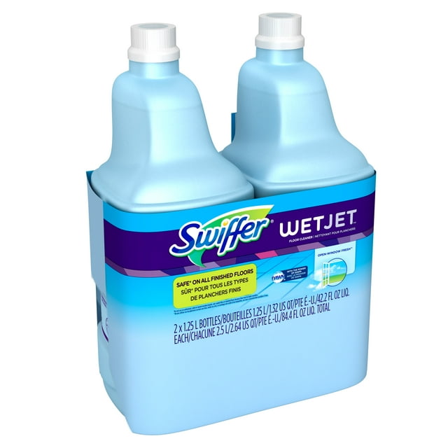 Swiffer WetJet Multi-Purpose Floor Cleaner Solution Refill, Open Window Fresh Scent (2 count, 42.2 fl oz each)