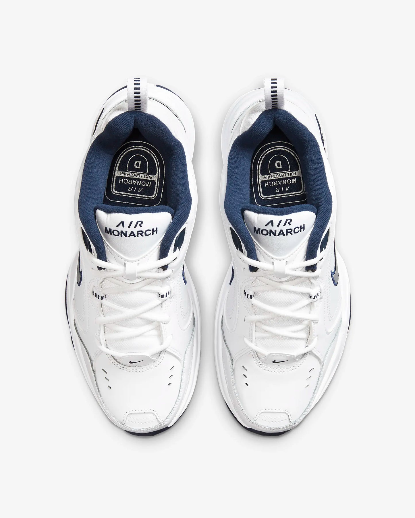 Nike Men's Air Monarch IV Workout Shoes, White/Metallic Silver