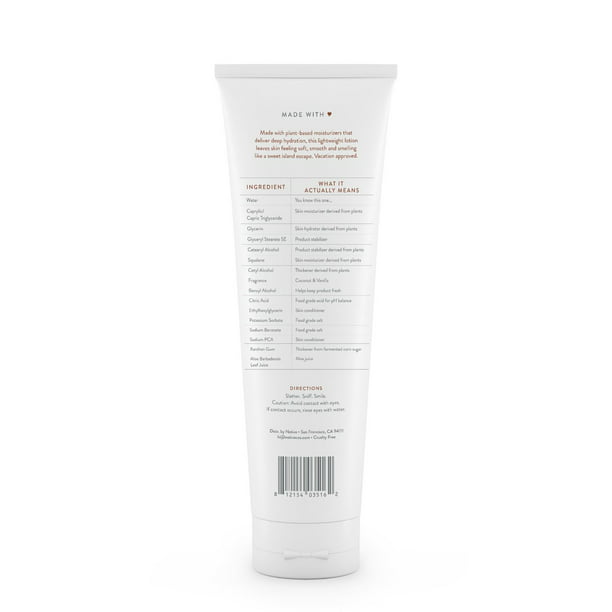 Native Natural Hand and Body Lotion, Coconut & Vanilla, Paraben Free, Silicone Free 12 oz