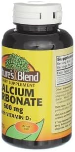 Nature's Blend Calcium Carbonate 600 mg with D3 400 IU 100 Tablet