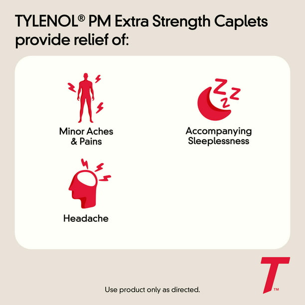 Tylenol PM Extra Strength Pain Reliever & Sleep Aid Caplets, 100 ct