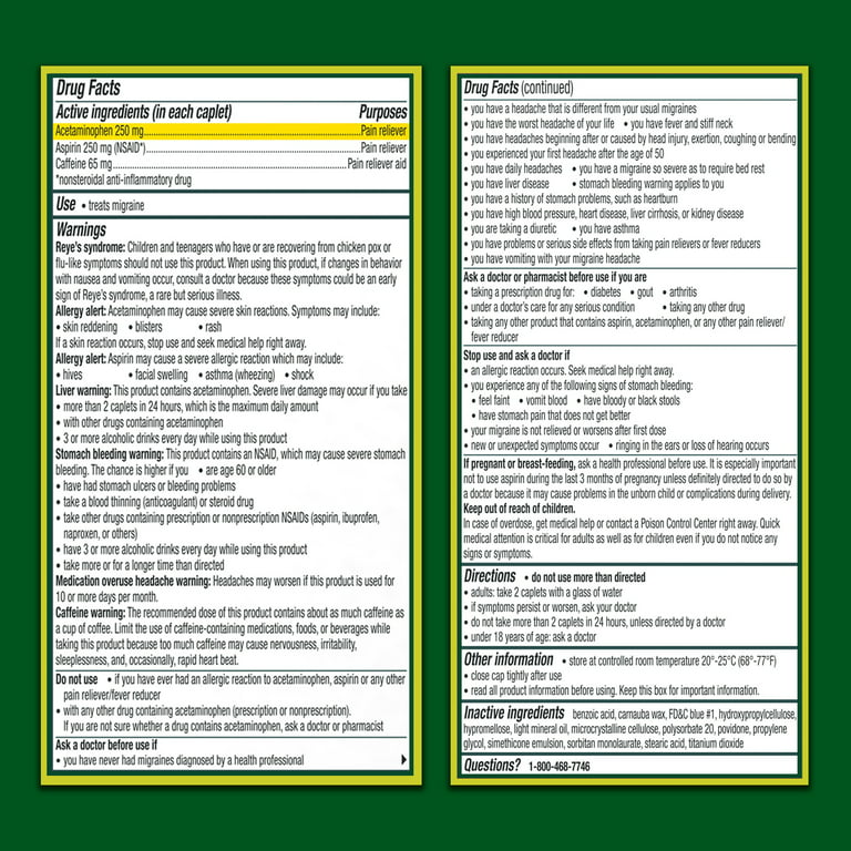 Excedrin Migraine Medicine Caplets for Migraine Headache Relief, 100 Count