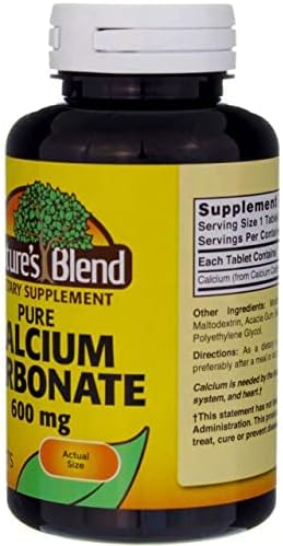 Nature's Blend Pure Calcium Carbonate 600 mg 100 Tabs