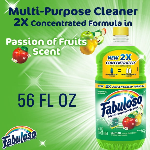 Fabuloso Multi-Purpose Cleaner, 2X Concentrated Formula, Passion of Fruits Scent, 56 oz