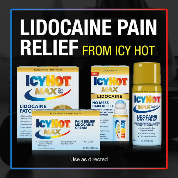Icy Hot Maximum Strength Muscle & Joint Pain Relief Numbing Roll-On Liquid with Lidocaine 2.5oz