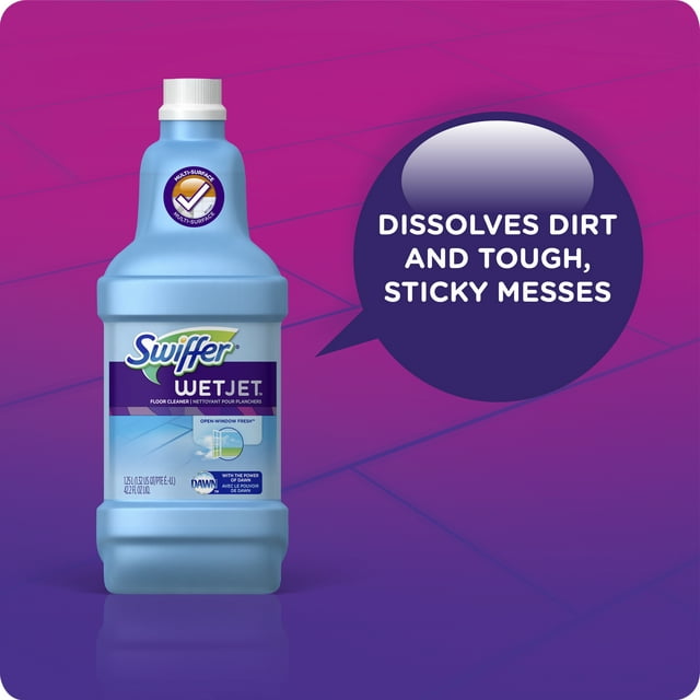 Swiffer WetJet Multi-Purpose Floor Cleaner Solution Refill, Open Window Fresh Scent (2 count, 42.2 fl oz each)