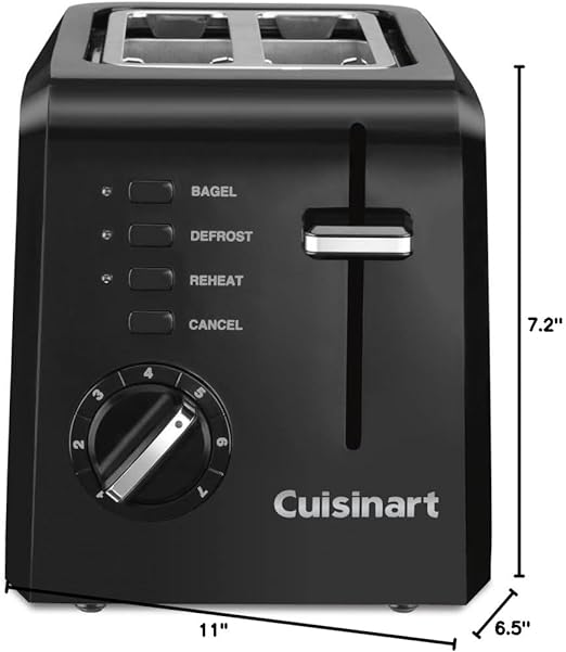 Cuisinart CPT-122BK 2-Slice Compact Plastic Toaster, Black