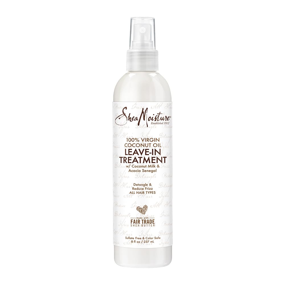 SheaMoisture 100% Virgin Coconut Oil Leave-in Conditioner Treatment for All Hair Types 100% Extra Virgin Coconut Oil Silicone Free Conditioner 8 oz