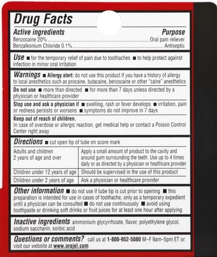 Orajel 3X for Toothache & Gum Pain: Maximum Gel Tube 0.42oz - From #1 Oral Pain Relief Brand - Orajel for Instant Pain Relief