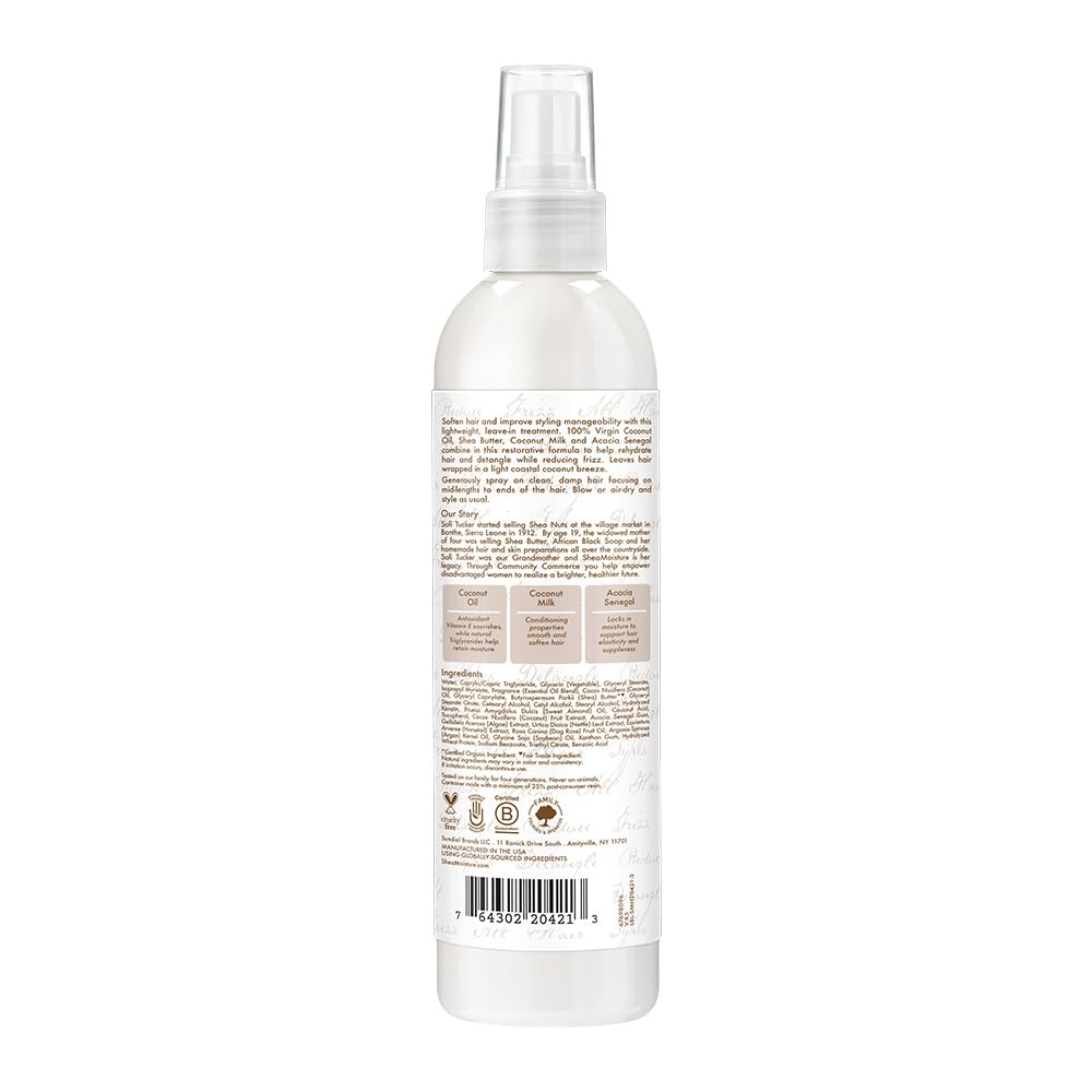 SheaMoisture 100% Virgin Coconut Oil Leave-in Conditioner Treatment for All Hair Types 100% Extra Virgin Coconut Oil Silicone Free Conditioner 8 oz
