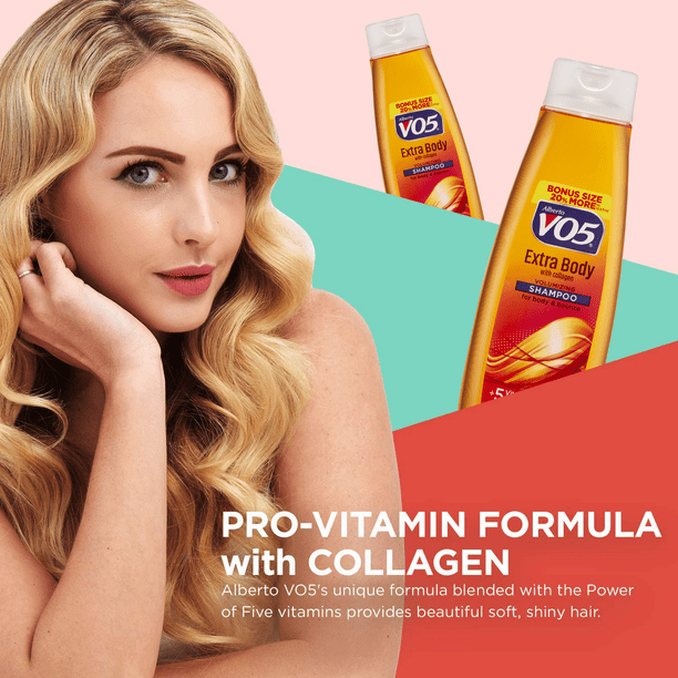 Alberto VO5 Extra Body Hair Shampoo, with Collagen, for Fullness and Volume, 15 fl oz