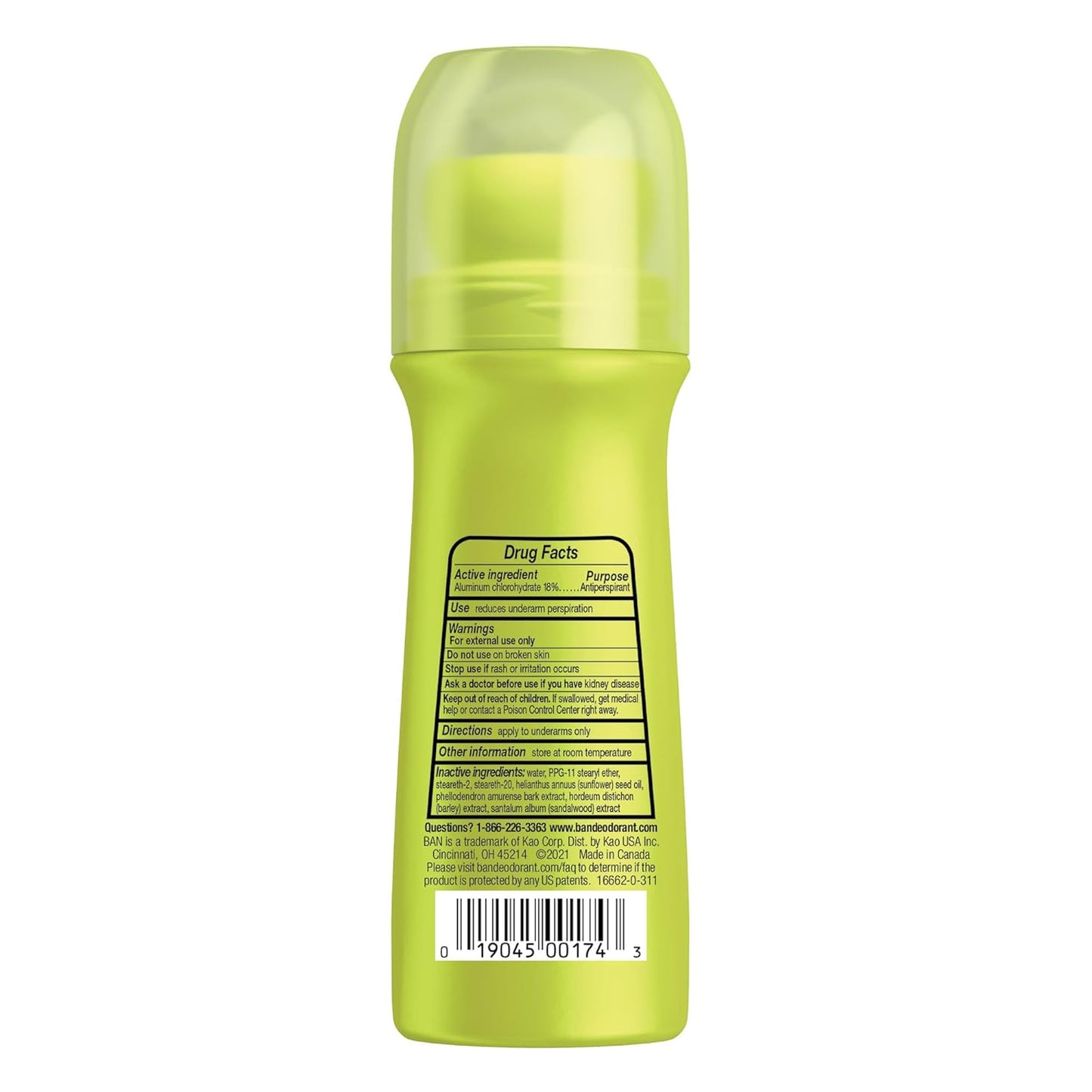 Ban Original Unscented 24-hour Invisible Antiperspirant, Roll-on Deodorant for Women and Men, Underarm Wetness Protection, with Odor-fighting Ingredients, 3.5 Fl Oz (Pack of 2)