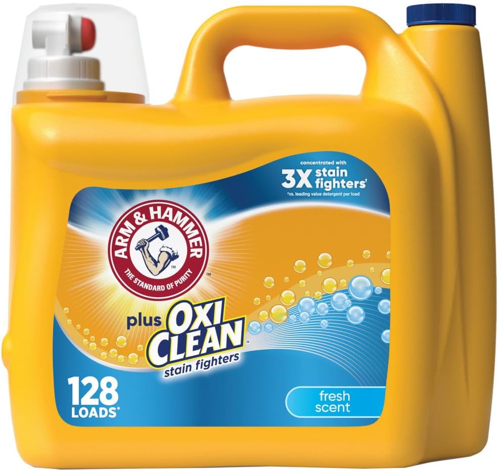 Arm & Hammer Plus OxiClean Fresh Scent, 128 Loads Liquid Laundry Detergent, 166.5 Fl oz