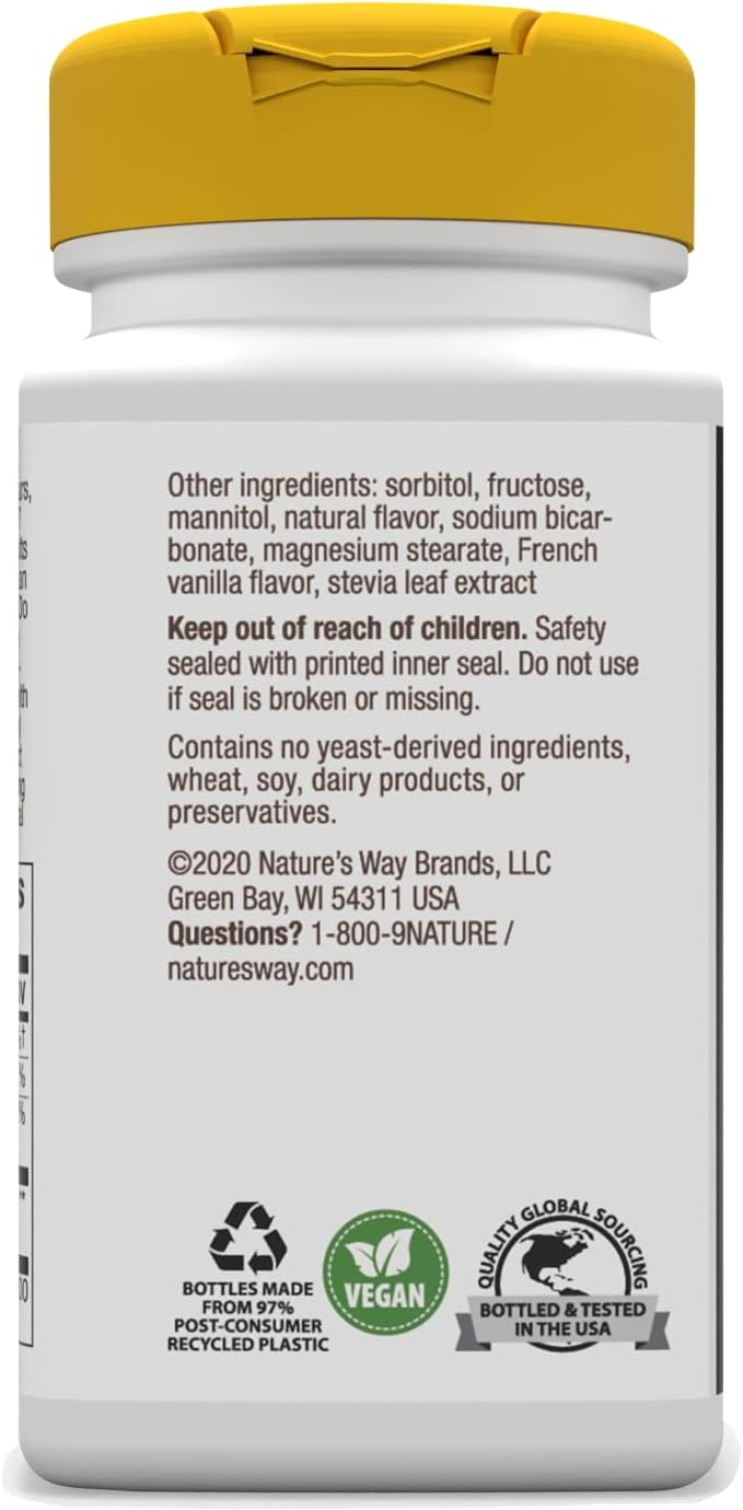 Nature's Way Zinc Lozenges with Vitamin C & Echinacea, Immune Support*, 23 mg of Zinc & 100 mg of Vitamin C per Serving, Wild Berry Flavored, 60 Lozenges (Packaging May Vary)