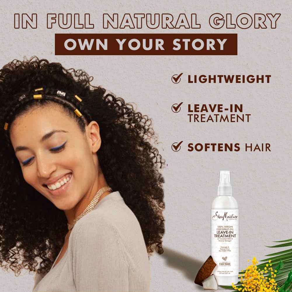 SheaMoisture 100% Virgin Coconut Oil Leave-in Conditioner Treatment for All Hair Types 100% Extra Virgin Coconut Oil Silicone Free Conditioner 8 oz