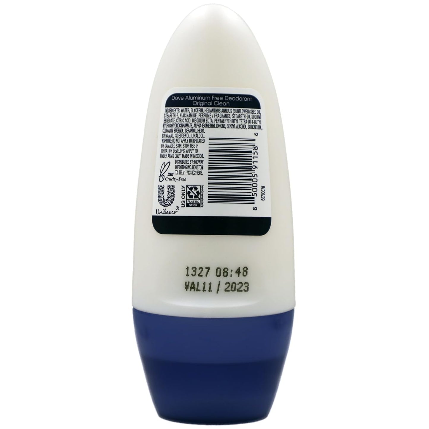 Dove Original Clean Roll On Deodorant, Aluminum Free, All Day Odor Protection, 4-Pack, 1.7 FL Oz Each, 4 Bottles
