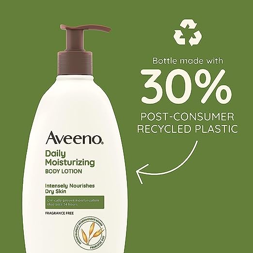 Aveeno Daily Moisturizer, Body Lotion, For Dry Skin, Prebiotic Oat Fragrance Free, 18 fl. oz, Pack of 1