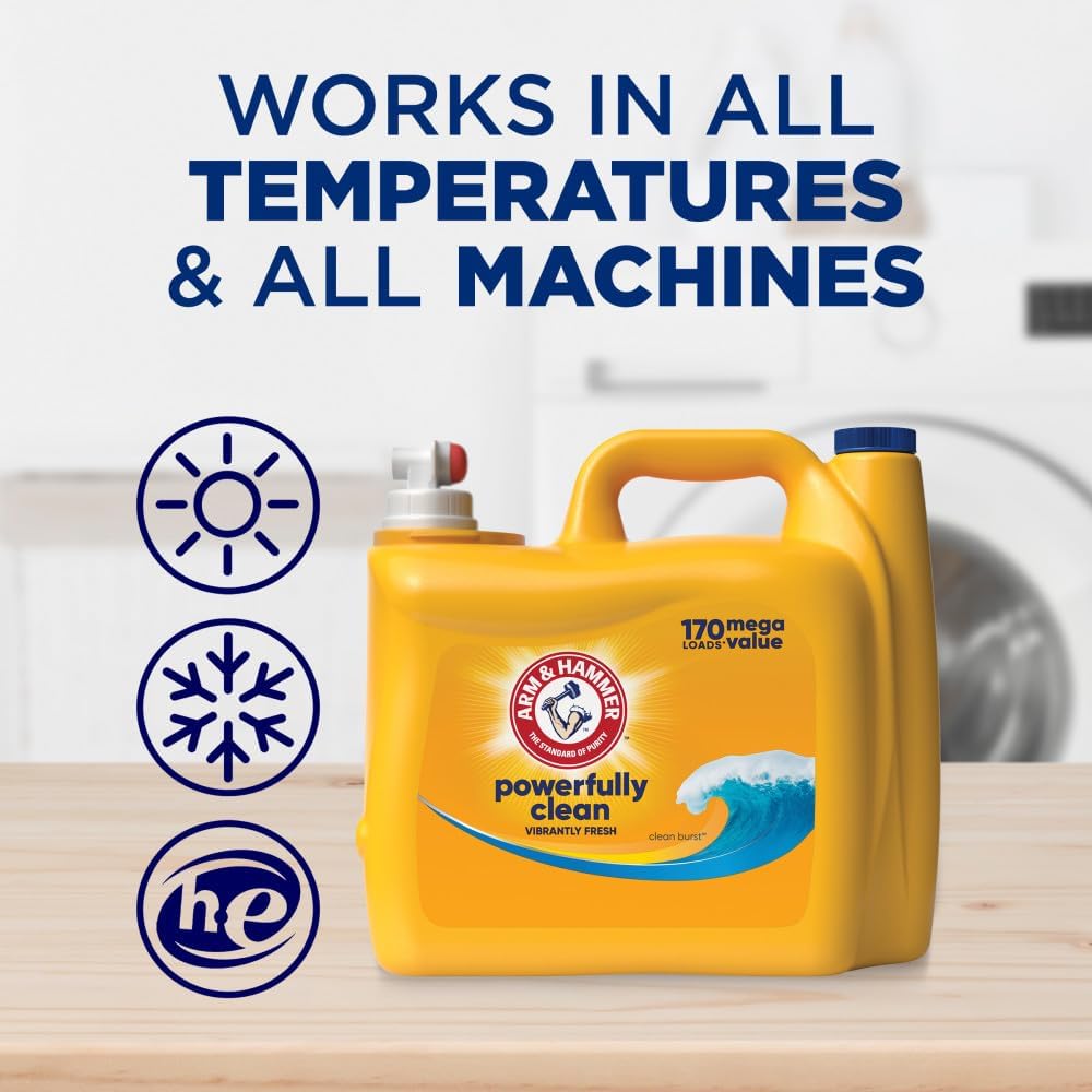 Arm & Hammer Clean Burst, 170 Loads Liquid Laundry Detergent, 170 Fl oz