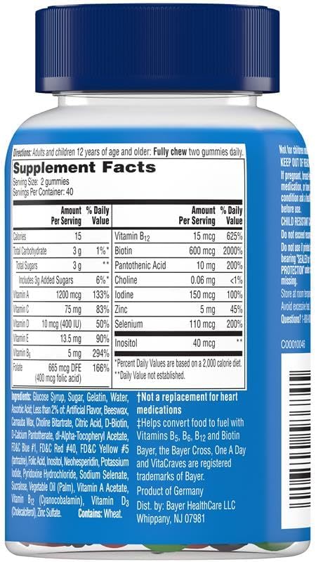 One A Day Men’s Multivitamin Gummies, Multivitamin for Men with Vitamin A, C, D, E, Calcium & More To Support Healthy Muscle Function, Gummies, 80 Count