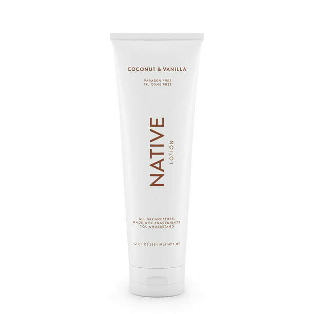Native Natural Hand and Body Lotion, Coconut & Vanilla, Paraben Free, Silicone Free 12 oz