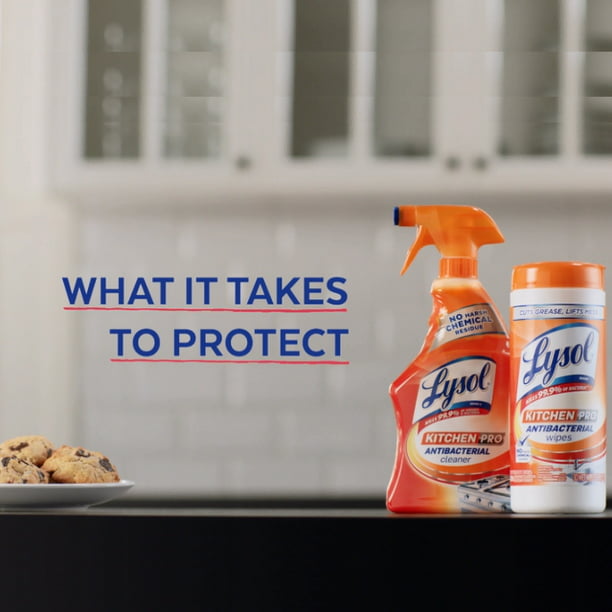 Lysol Pro Kitchen Spray Cleaner and Degreaser, Antibacterial All Purpose Cleaning Spray for Kitchens, Countertops, Ovens, and Appliances, Citrus Scent, 22oz