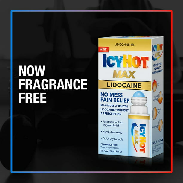 Icy Hot Maximum Strength Muscle & Joint Pain Relief Numbing Roll-On Liquid with Lidocaine 2.5oz
