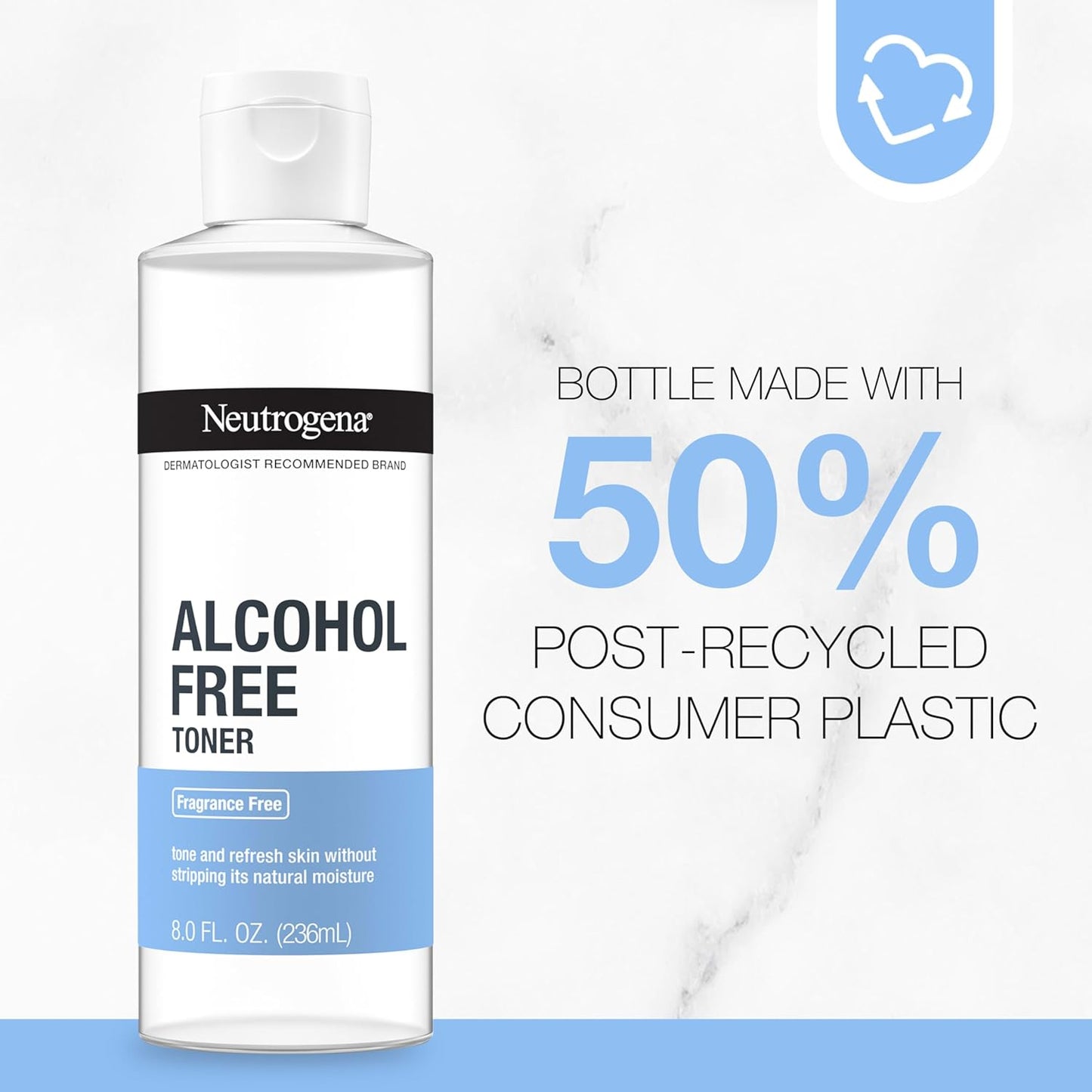 Neutrogena Alcohol-Free Gentle Daily Fragrance-Free Face Toner to Tone & Refresh Skin, Toner Gently Removes Impurities & Reconditions Skin, Hypoallergenic, 8 fl. oz