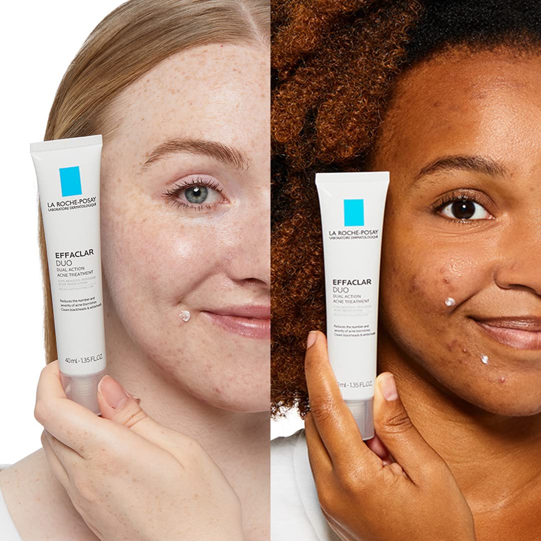 La Roche-Posay Effaclar Duo Dual Action Acne Spot Treatment Cream with Benzoyl Peroxide Acne Treatment for Acne and Blackheads, Lightweight Sheerness, Safe For Sensitive Skin