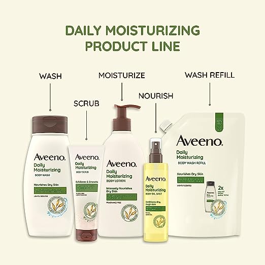 Aveeno Daily Moisturizer, Body Lotion, For Dry Skin, Prebiotic Oat Fragrance Free, 18 fl. oz, Pack of 1