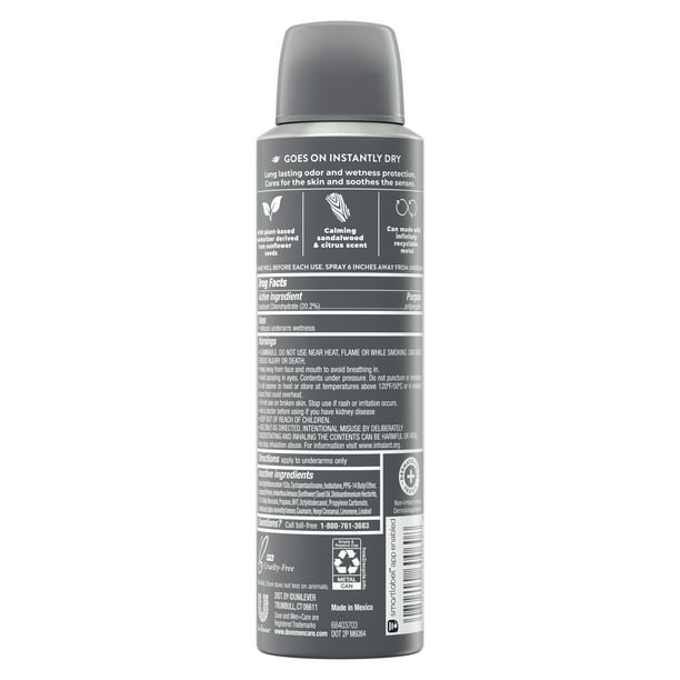 Dove Men+Care Soothing Sandalwood & Orange Dry Spray Antiperspirant Deodorant 3.8 Oz
