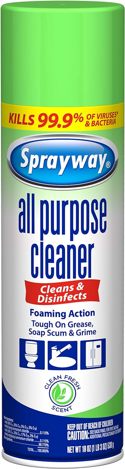 Sprayway SW5002R All Purpose Disinfectant Cleaner, Foaming Action, 19 Ounce