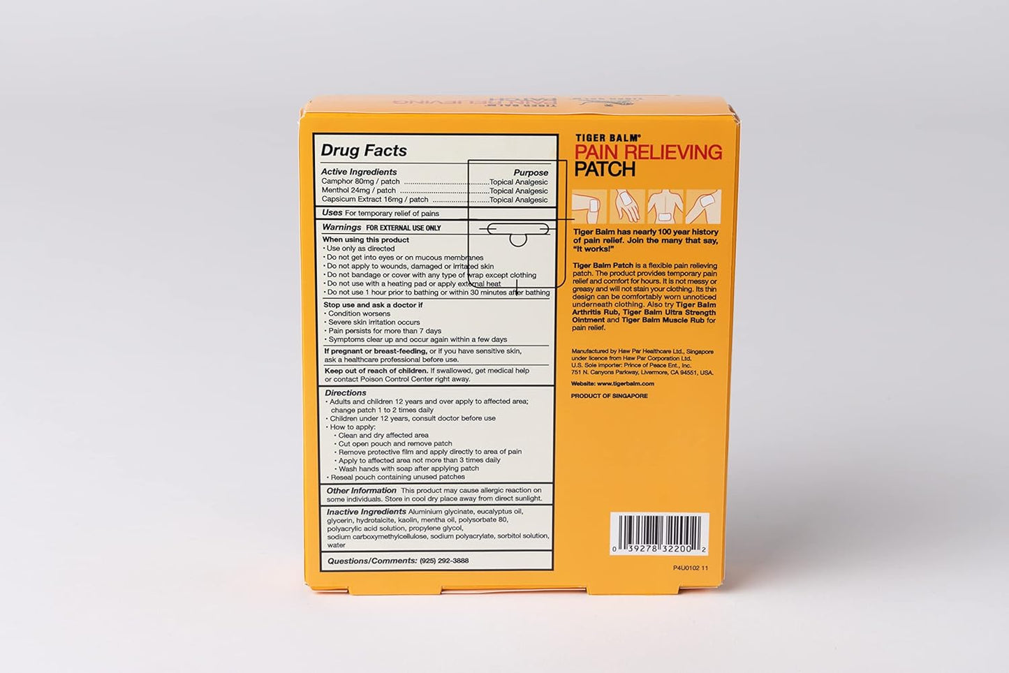 Tiger Balm Pain Relieving Patch, 5 Count