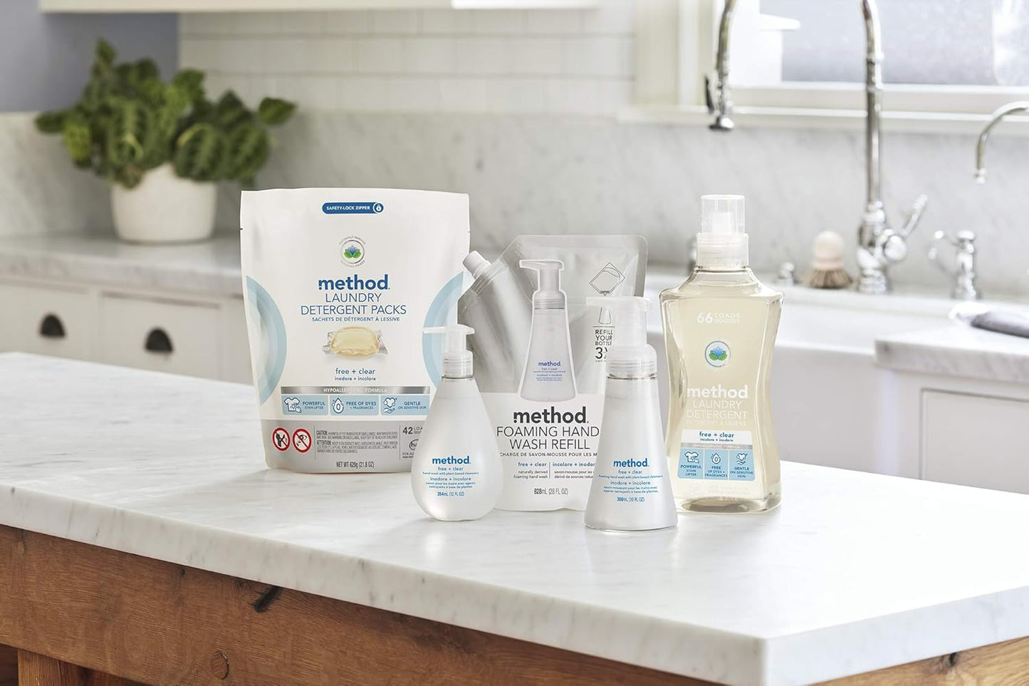 Method 4x Concentrated Laundry Detergent, Free + Clear, 53.5 Ounce, 66 Loads