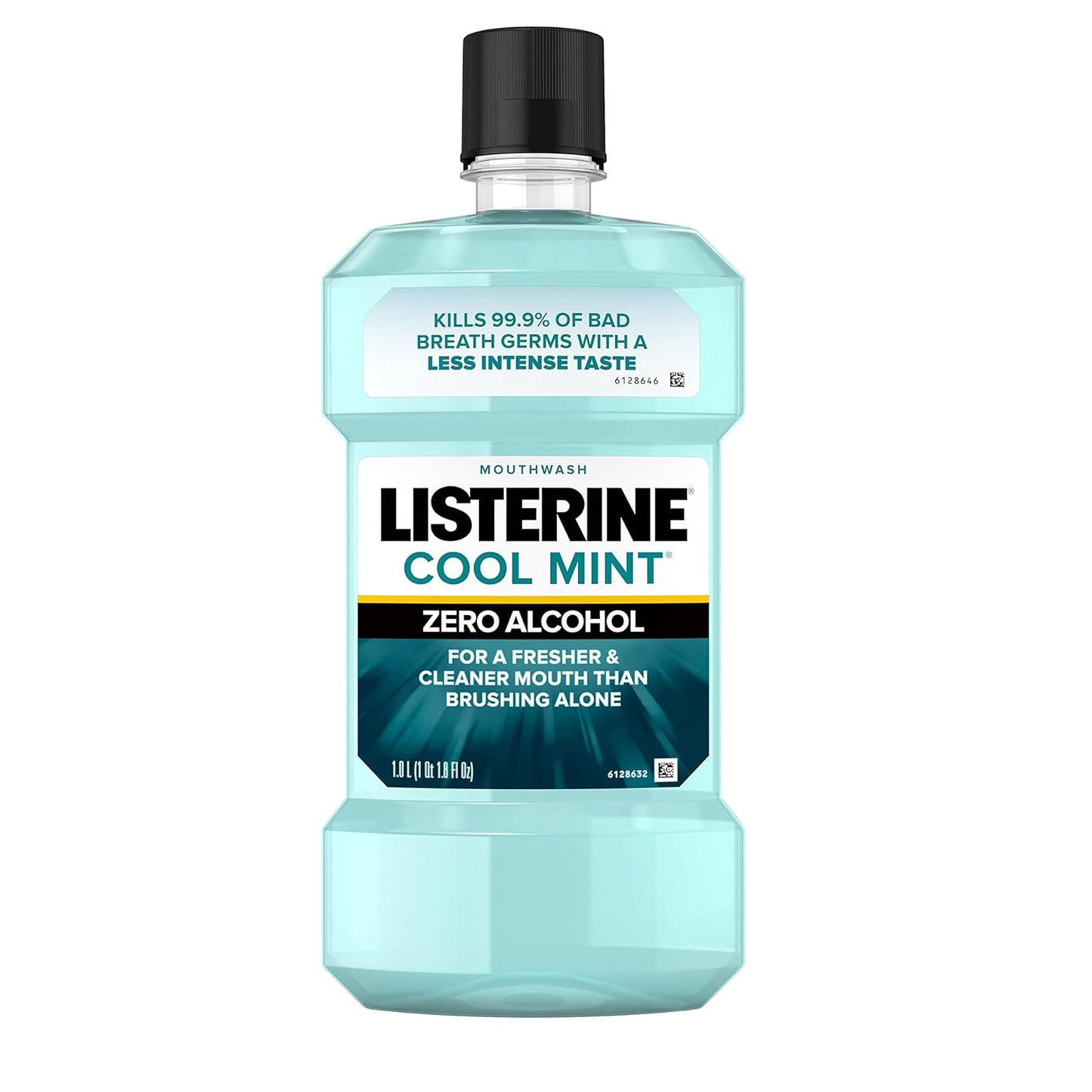 Listerine Zero Alcohol Mouthwash, Alcohol-Free Oral Rinse to Kill 99% of Germs That Cause Bad Breath for Fresh Breath & Clean Mouth, Less Intense Taste, Cool Mint Flavor, 1 L (Pack of 1)