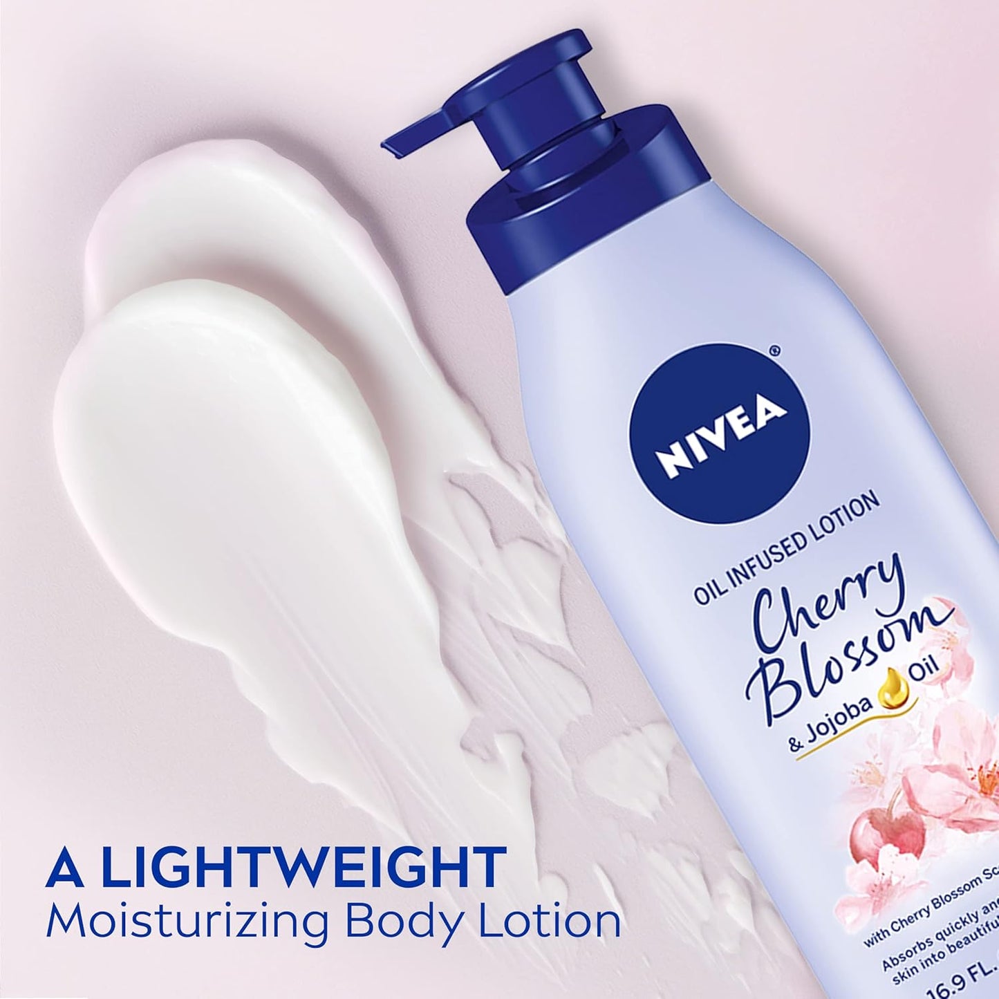 NIVEA Oil Infused Body Lotion, Cherry Blossom Lotion with Jojoba Oil, Moisturizing Body Lotion for Dry Skin, 16.9 Fl Oz Pump Bottle