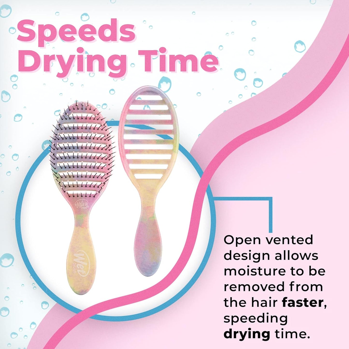 Wet Brush Speed Dry Hair Brush - Stripes (Color Wash) - Vented Design and Ultra Soft HeatFlex Bristles Are Blow Dry Safe With Ergonomic Handle Manages Tangle and Uncontrollable Hair - Pain-Free