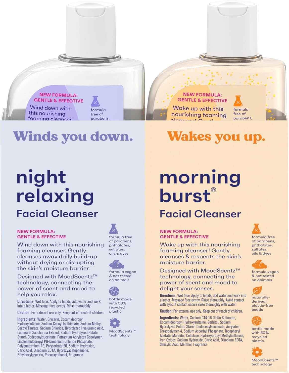 Clean & Clear 2-Pack Oil-Free Facial Cleansers with Citrus Scent, Morning Burst and Night Relaxing, 16 oz