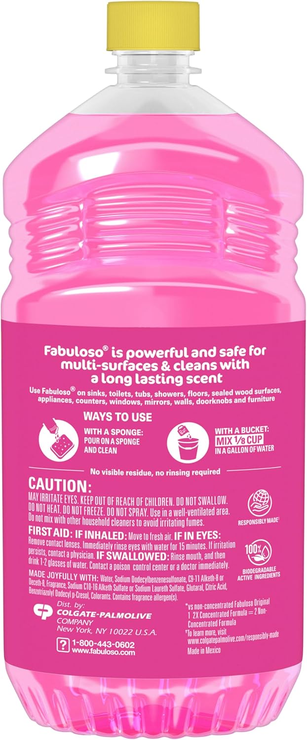 Fabuloso Multi-Purpose Cleaner & Floor Cleaner, 2X Concentrated, Watermelon Scent, 56 fluid ounces