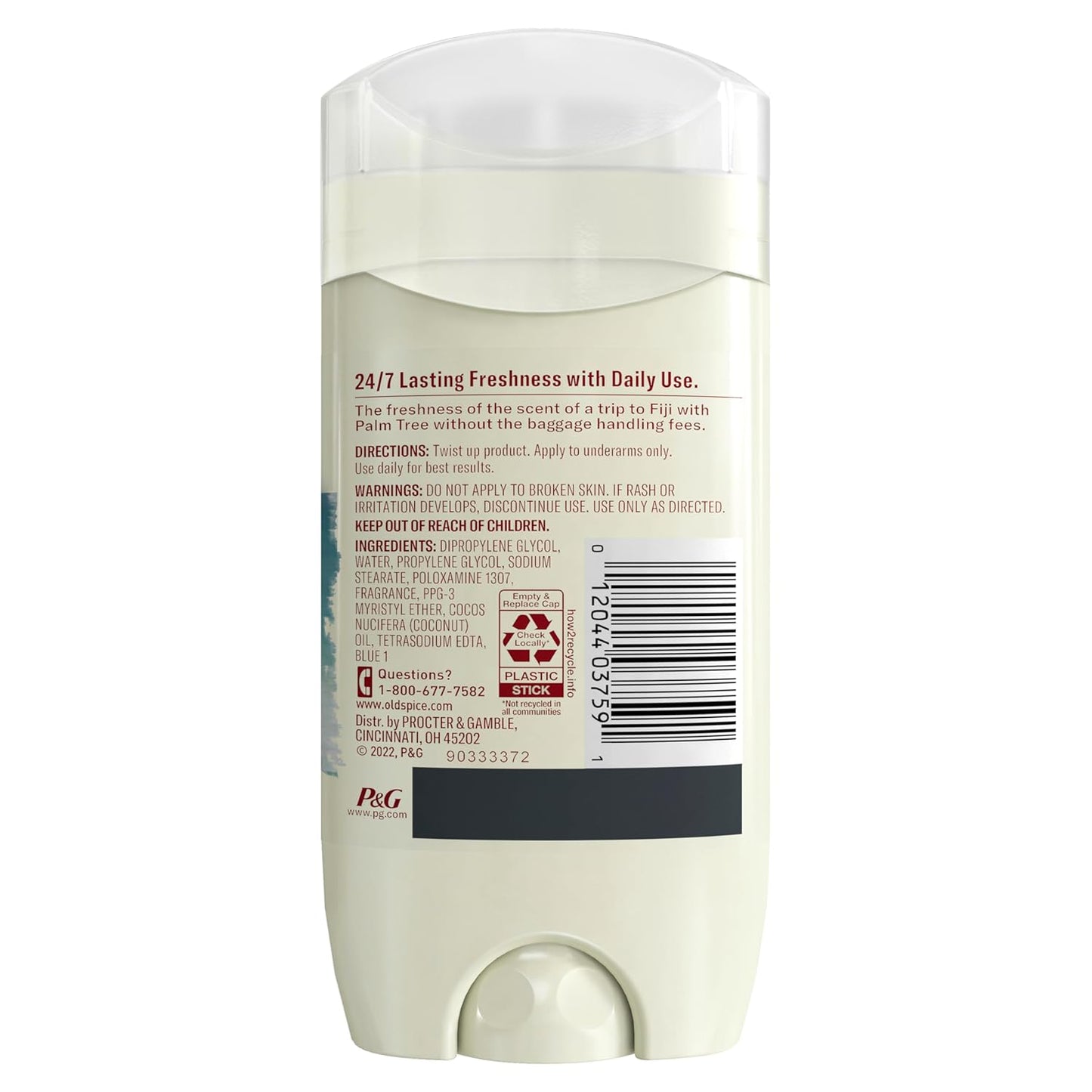 Old Spice Aluminum-Free Deodorant for Men, 24/7 Odor Protection, Long Lasting Freshness, Fresher Collection, Fiji with Palm Tree Scent, 3.0 oz