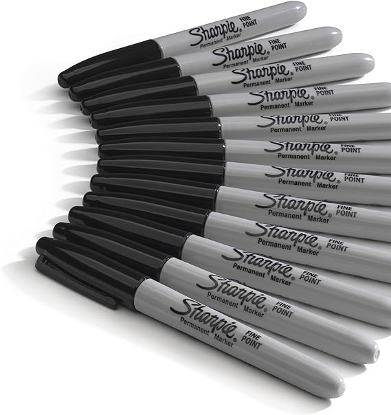 SHARPIE Permanent Markers, Fine Tip Marker Set, Stocking Stuffer, Teacher Gifts, Art Supplies, Holiday Gifts for Artists, Black, 36 Count