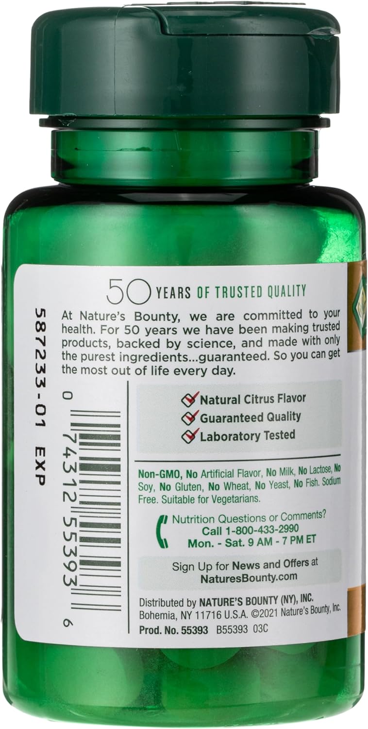 Vitamin C + Zinc by Nature's Bounty, Vitamin Supplement, Supports Immune Health, 60 mg, 60 Tablets