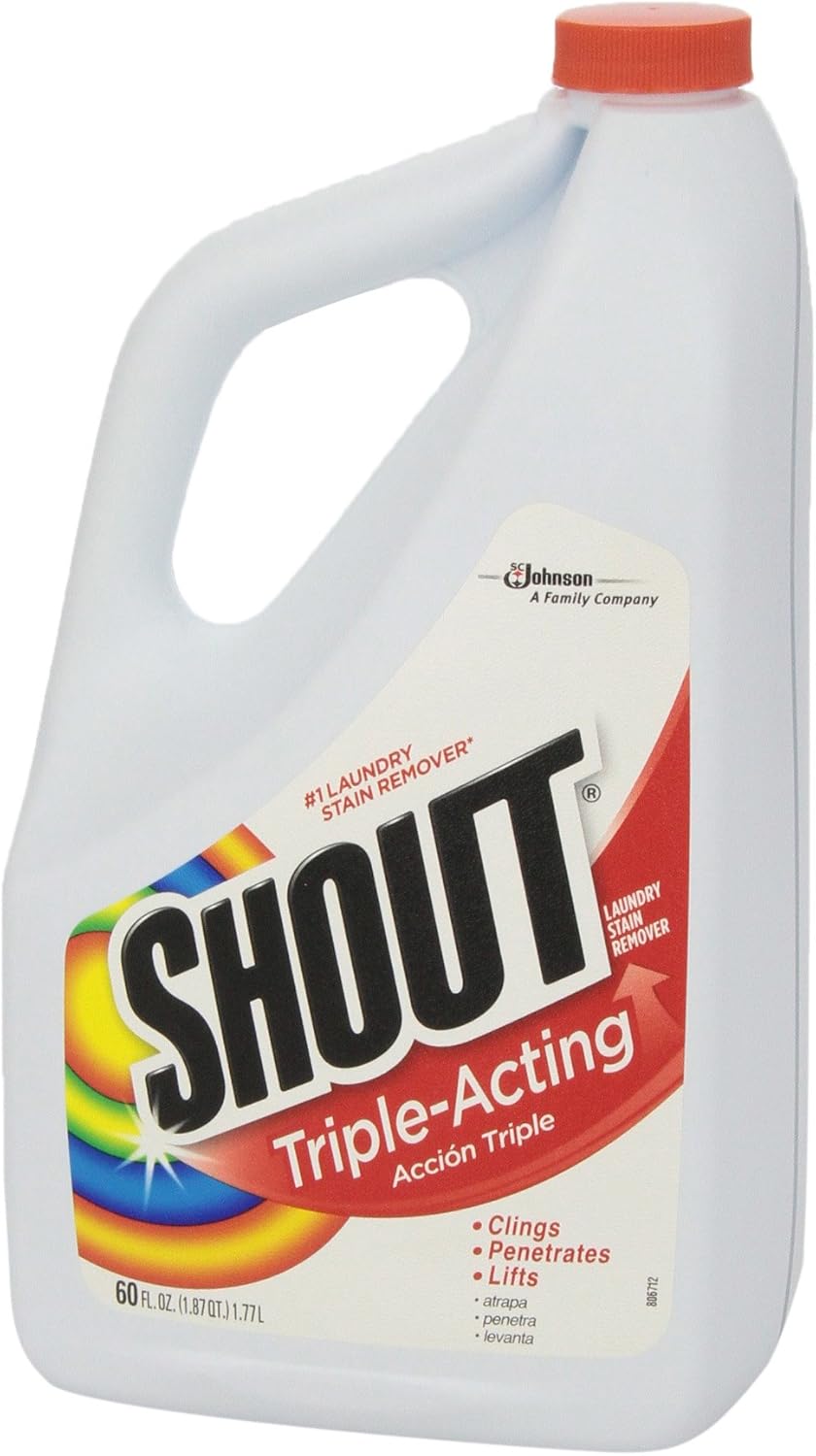 Shout Active Enzyme Laundry Stain Remover Spray for Clothes, Triple-Acting Formula Clings, Penetrates, and Lifts Tough & Everyday Stains - Prewash Refill 60oz (1.7L)