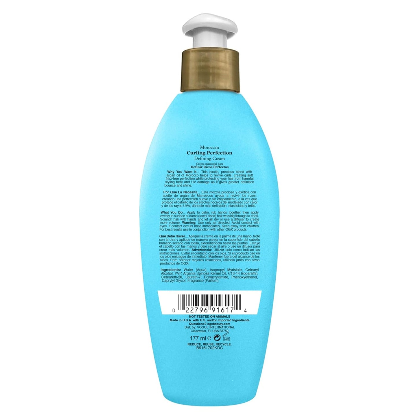 OGX Argan Oil of Morocco Curling Perfection Curl-Defining Cream, Hair-Smoothing Anti-Frizz Cream to Define All Curl Types & Hair Textures, Paraben-Free, Sulfated-Surfactants Free, 6 oz