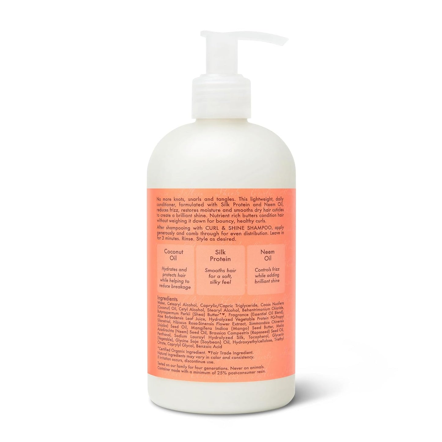 SheaMoisture Curl & Shine Conditioner Coconut & Hibiscus, for Thick, Curly Hair to Moisturize & Soften, 13 oz