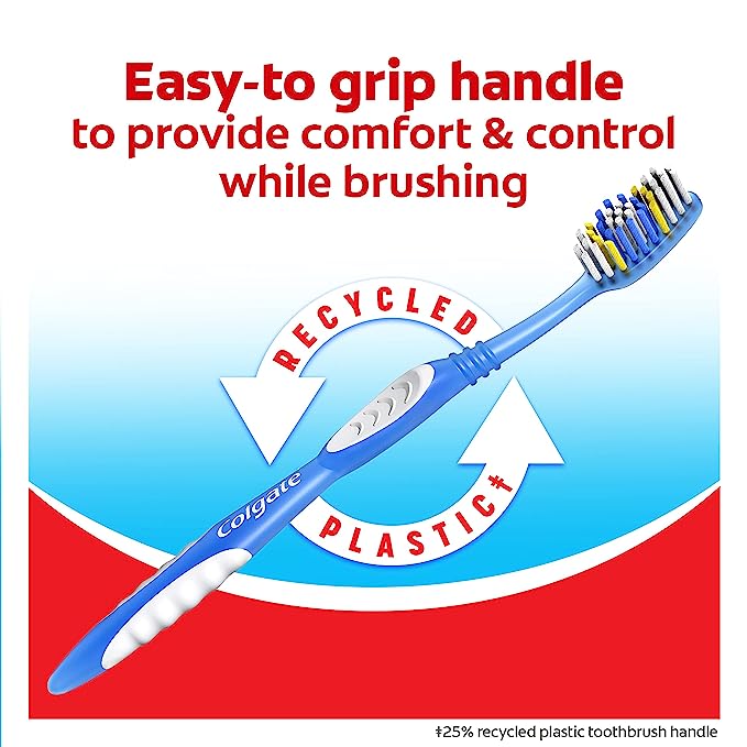 Colgate Extra Clean Toothbrush, Soft Toothbrush for Adults, 6 Count (Pack of 1), Packaging May Vary